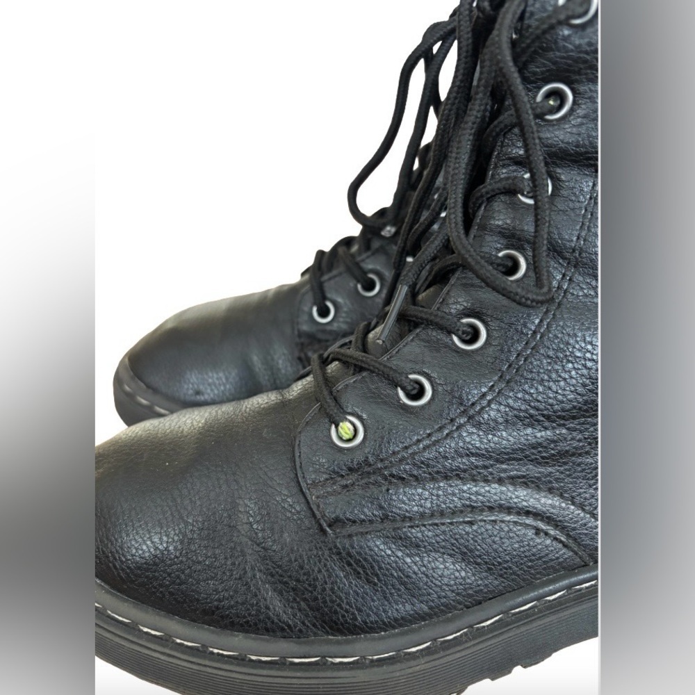 Sincerely Jules blk lthr lace up combat boots WM 5 goth punk indie sleeze - Picture 14 of 16
